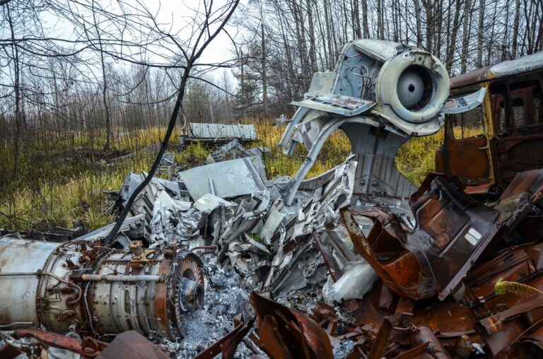 Wreckage,Of,A,Crashed,Helicopter,Abandoned,In,The,Woods,At